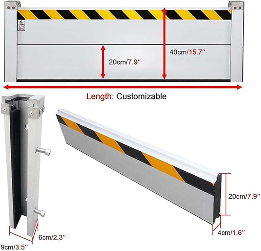 Flood Protection Barrier Water, Aluminum Water Barriers for Flooding, Reusable in Heavy Rain Defence Suitable, Detachable and Portable, for Garage Basement Driveway,001,290 * 60cm