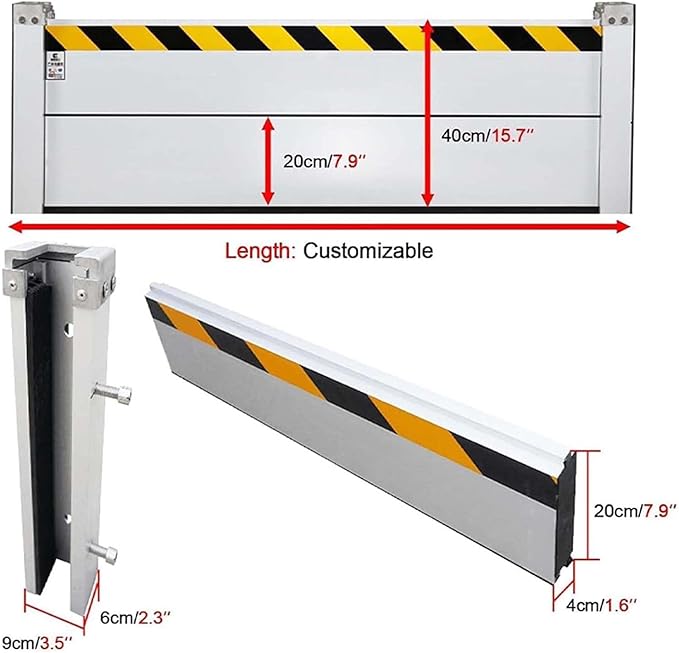 Flood Protection Barrier Water, Aluminum Water Barriers for Flooding, Reusable in Heavy Rain Defence Suitable, Detachable and Portable, for Garage Basement Driveway,001,150 * 60cm