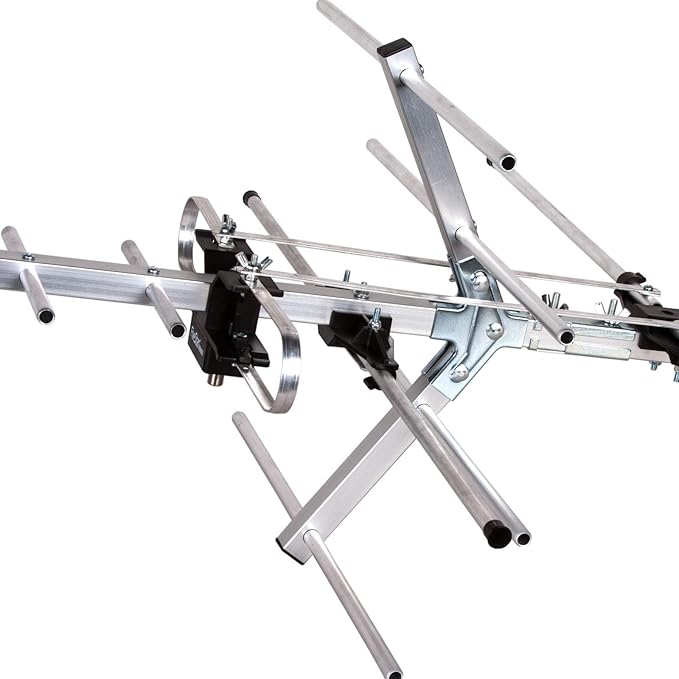 Five Star Yagi Satellite HD TV Antenna up to 200 Mile Long Range, Attic or Roof Mount Digital OTA TV Antenna for 4K Supports 4 TVs Installation Kit & Mounting Pole, Radio/FM Antenna
