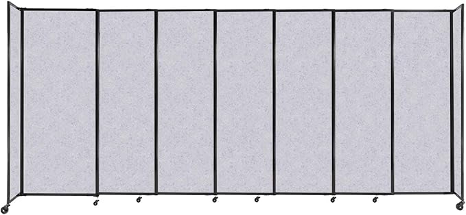 Versare Straightwall Sliding Portable Wall Partition | Freestanding Office Dividers | Locking Wheels | Temporary Room Separator | 15'6" Wide x 6'10" Tall Marble Gray SoundSorb Panels