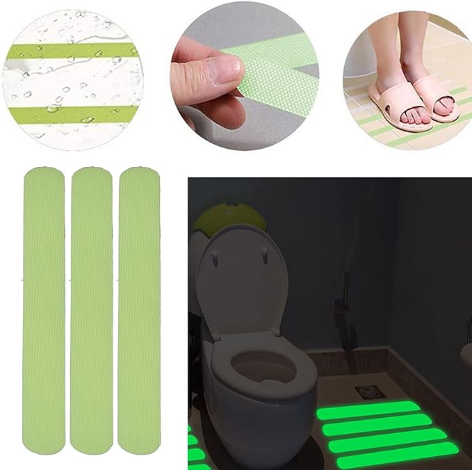Tissting Glow in The Dark Tapes 20 x 2cm Luminous Photoluminescent Luminescent Emergency Roll Safety Egress Markers Exits Sign for Stairs, Walls, Steps(6 Strip Glow Green)