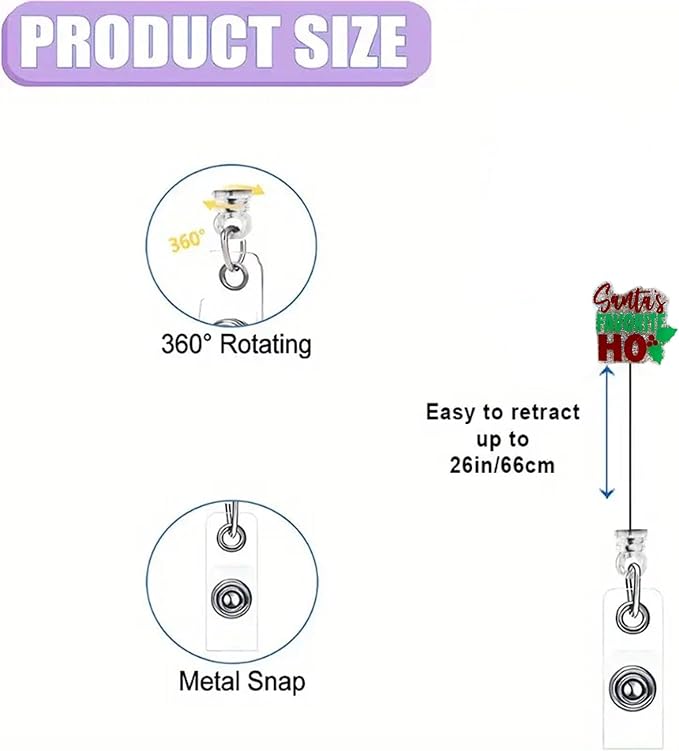 Christmas Holly Badge Reel Retractable Nurse Nursing Name Tag Decor Xmas Badge Holder for Medical Worker Cute Winter Gifts Holiday Badge Reels with Alligator Clip & 24” Durable Nylon Cord