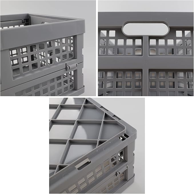 15 Liter Collapsible Storage Crate, Foldable Plastic Crates Set of 4