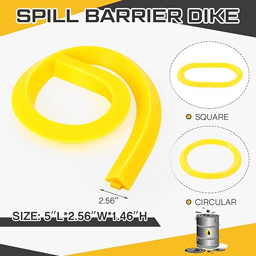 1 Pcs Spill Barrier Dike 5'L x 2.6"W x 1.5"H Water Dam Barrier Liquid Blocker for Garage Home Floor Flooding Solutions(Yellow)