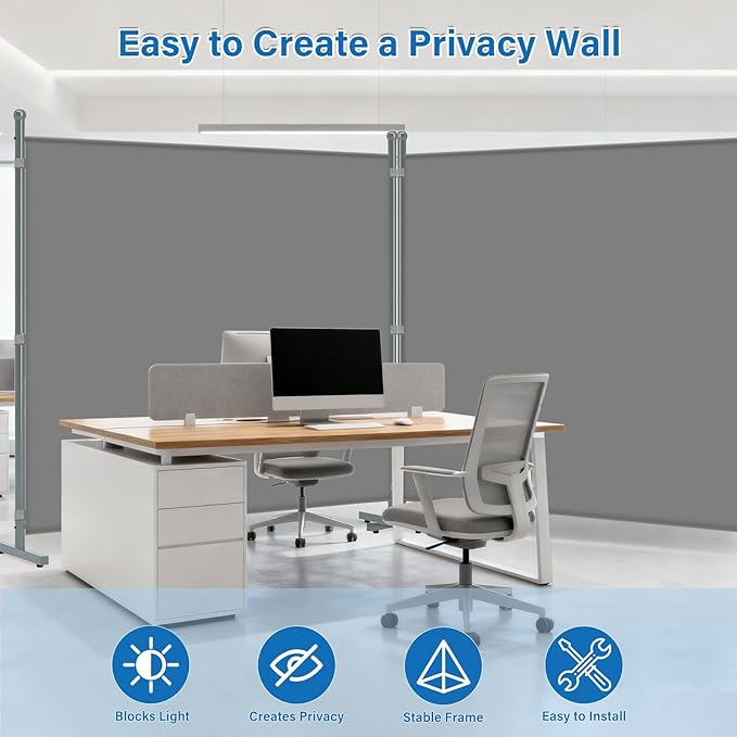 AKTOP Room Divider, Freestanding Single Panel Privacy Screen, Portable Temporary Wall Dividers for Room Separation, Large Room Partitions and Separators for Home, Office, Dorm, 71''W x 71''H, Grey