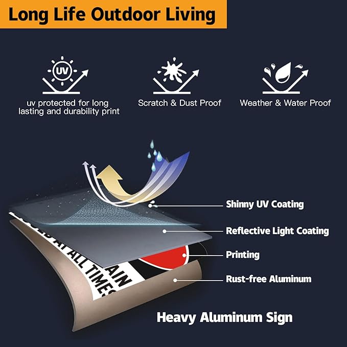 2PC Emergency Exit Only Sign, 10 x 7 Inches - Aluminum - Door Must Remain Closed At All Times Sign, Reflective Rust Free Aluminum, UV Protected, Weatherproof, Easy to Install