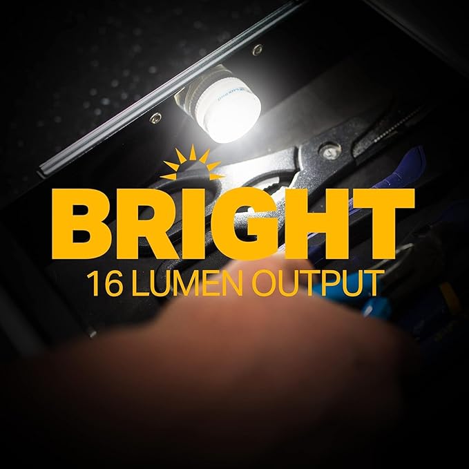 LUXPRO Waterproof Micro LED Puck Lights - Adhesive Lighting Ideal for Under Cabinets, in Tackle Boxes, or On Bookcases - Includes Batteries (Rechargable, 10 Pack)