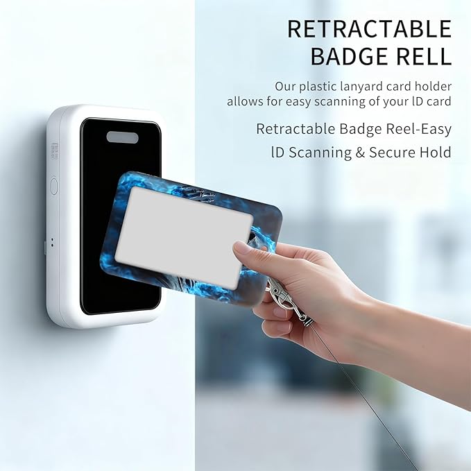 ID Badge Holder with Retractable Lanyard for Women & Men,Vertical ID Card Holder Wallet,Clear Window&Card Slot,Detachable Neck Strap for Nurse Teacher Office,Blue Reaper Skeleton