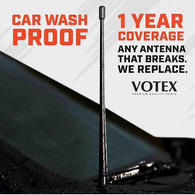 Votex - The Spartan - 13 3/4 Inch Short Flexible Rubber Antenna - Black Carbon Fiber Trim - Tuned Internal Copper Coil - Part Number A601-FUB-15