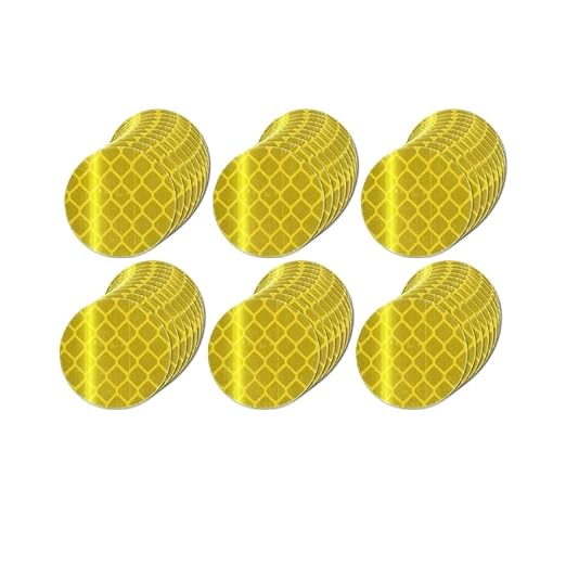 Yellow Reflective Stickers 1-inch Diameter Round Reflector, Outdoor Waterproof High Visibility Warning Adhesive Tape (60 Pcs)