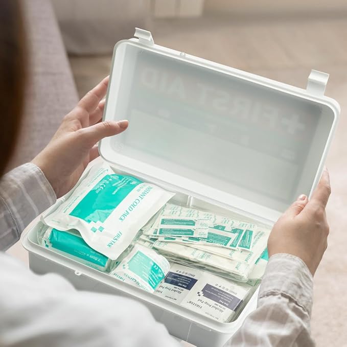 First Aid Kit for Business, Wall Mountable & Portable with Hard Case, OSHA Compliant for Businesses, Office, Restaurants, Work Vehicles, Retail & Service Spaces - 200 Piece - Medium