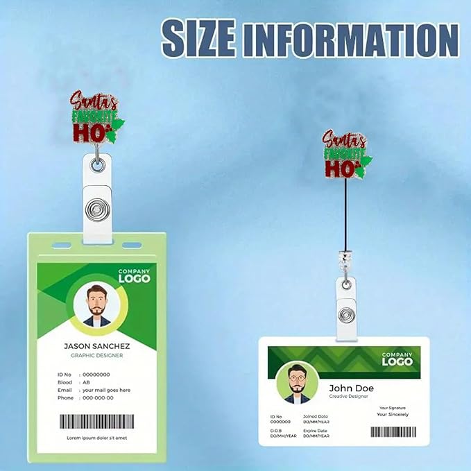 Christmas Holly Badge Reel Retractable Nurse Nursing Name Tag Decor Xmas Badge Holder for Medical Worker Cute Winter Gifts Holiday Badge Reels with Alligator Clip & 24” Durable Nylon Cord