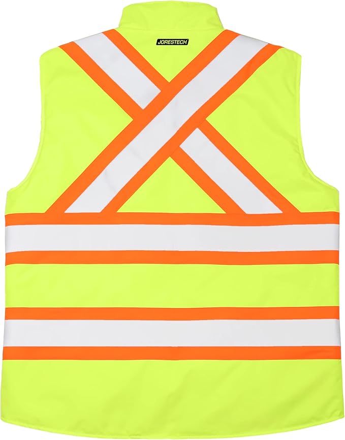 JORESTECH Safety Vest with Two-Tone Reflective X Strips On The Back, Reversible, Wind Resistant,Waterproof, and Insulated