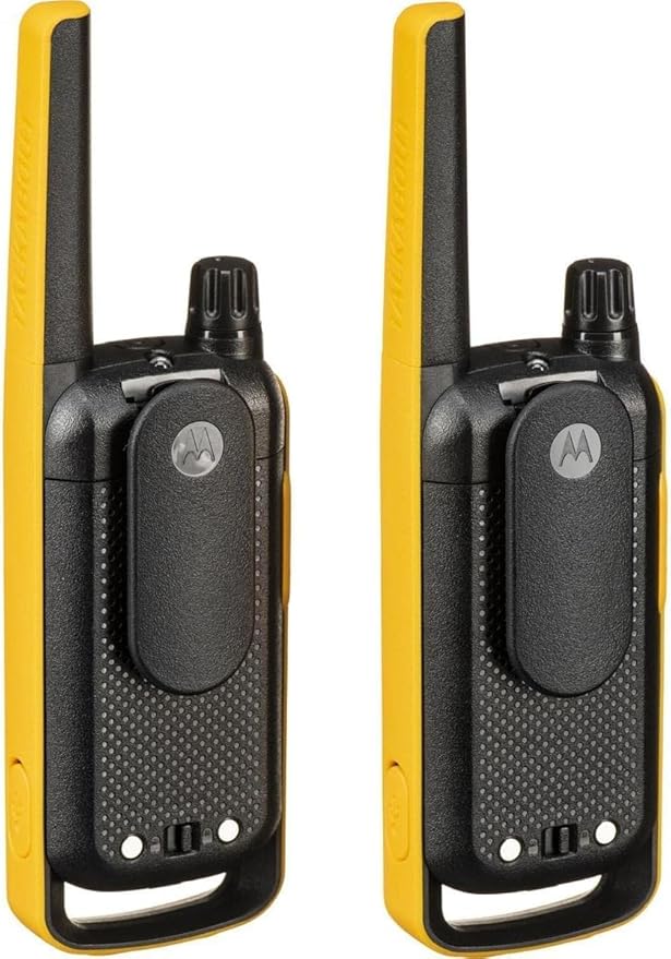 Motorola Solutions, Portable FRS, T470, Talkabout, Two-Way Radios, Emergency Preparedness, Rechargeable, 22 Channel, 35 Mile, Black W/Yellow, 12 Pack