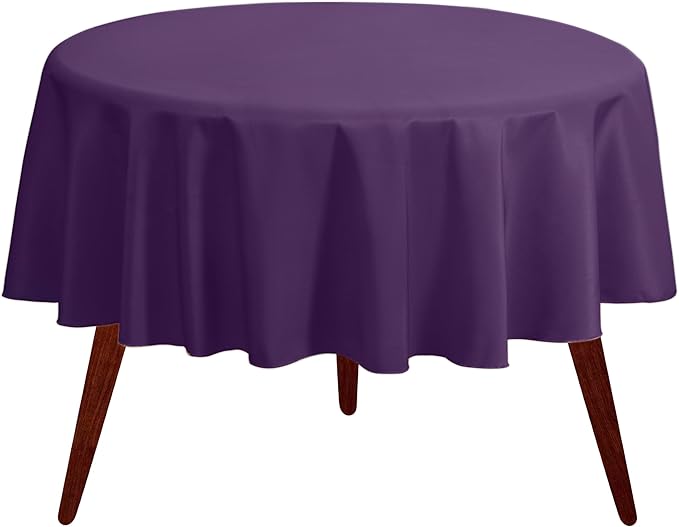 Gee Di Moda Round Tablecloth - 90 Inch Purple Round Table Cloth for 30 to 60 Inch Round Tables - Heavy Duty Washable Fabric - for Buffet Table, Holiday Party, Dinner, Wedding & Baby Shower