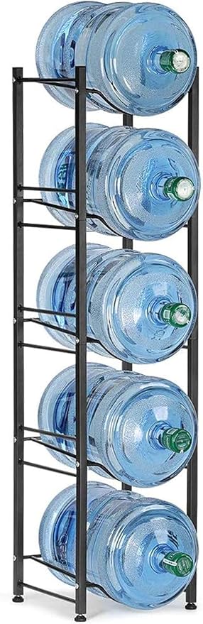 LIANTRAL 5 Gallon Water Jug Holder, 5-Tier Brown Heavy Duty Rack, Freestanding Bottle Organizer for Home Office