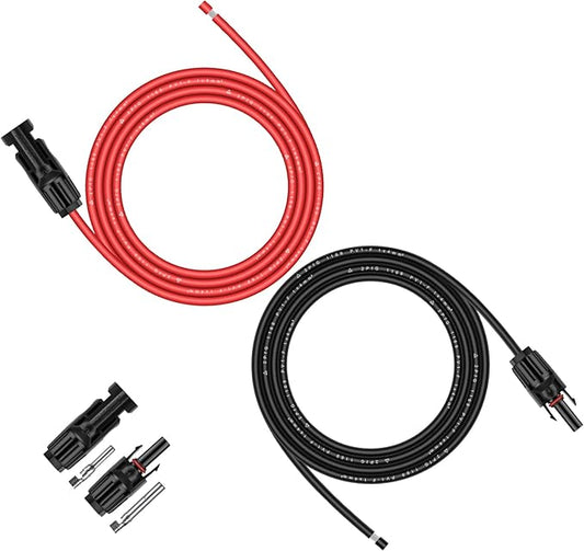 iGreely 10 Feet 12 AWG Solar Extension Cable with Solar Panel Female and Male Connector Solar Panel Adapter 12 Gauge (10FT Red + 10FT Black)