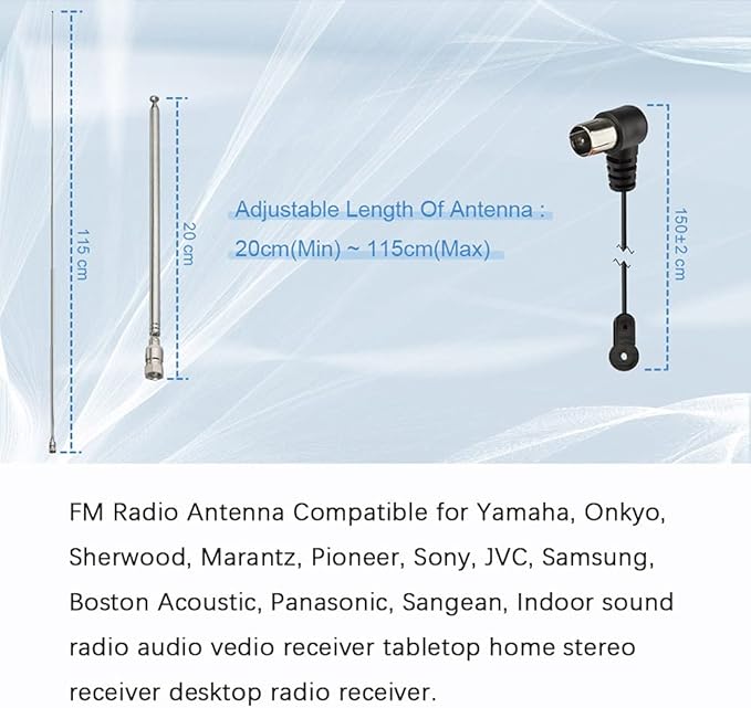 Superbat Telescopic FM Antenna for Stereo Receiver Indoor, FM Radio Antenna 75 Ohm UNBAL for Yamaha Onkyo Denon Table Top Home Theater Receiver Radio Receiver Antenna Tuner