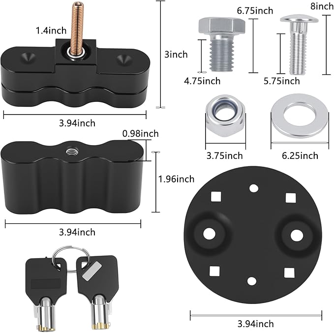 RX-LOX-PM Pack Mount Lock with Keys Fit for Rotopax Standard Gallon Fuel Pack, Water Container, Gas Can Mounts, Storage Box - with Same Keys Convenience and Avoidance of Loss (1 Pack)