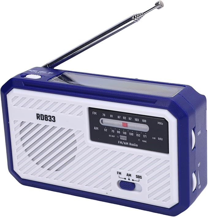 ciciglow Hand Crank Emergency Radio, AM FM Portable Solar Weather Radio with LED Flashlight and SOS Alarm for Outdoor Camping Hiking (Blue)