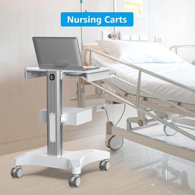 Mobile Dental Clinic Workstation Medical Trolley with Laptop Pallet and Oral Scanner Holder,Hospital Cart Wheels for Clinic,Hospital, School and Lab