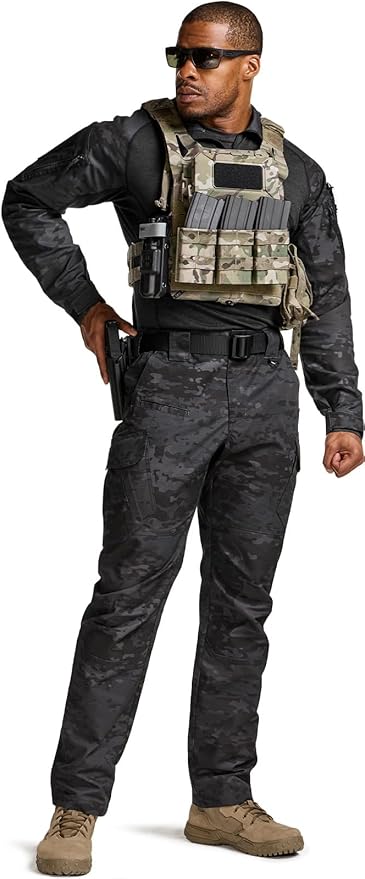 CQR Men's Combat Shirt Tactical 1/4 Zip Long Sleeve Military BDU Shirts Camo EDC Top with Pockets