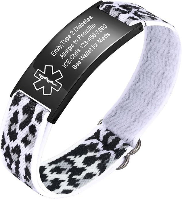 VNOX Medical Alert Bracelets for Men & Women Kids with Free Engraving Adjustable Stainless Steel Mesh Emergency Medical ID Bracelets Wristband