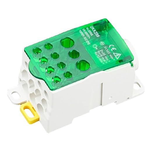 DIN Rail Distribution Box,690V 250A Positions Screw Terminal Block Junction Box Breaker Box Circuit Breaker Distribution Box for Various Power Distribution Needs (Green, 250A)