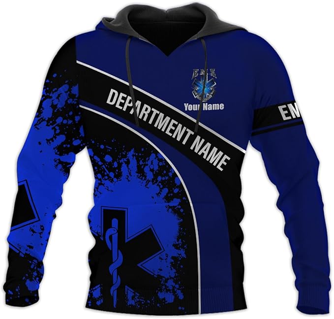 Personalized EMT 3D Shirt, EMT 3D Hoodie, 3D EMS Hoodies for Men, Medical Uniforms EMS Shirt, Emergency Medical Service Shirt