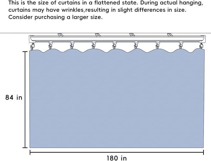 Room Divider Ceiling Mounted Curtains Track Sets Extra Wide Blackout Curtain Flexible Tracks for Bedroom Privacy Partition Separator, 1 Panel White Drape and White Rail, W15 x H7ft