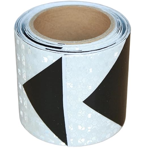 Black White Reflective Tape Outdoor Waterproof 3 inch, High Visibility Conspicuity Safety Industrial Marking Tape (11 feet)