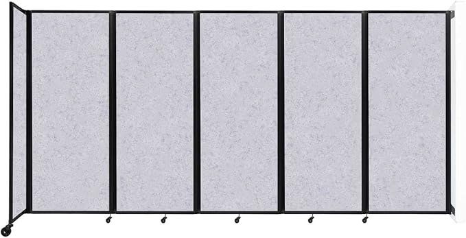 Versare Room Divider 360 Wall-Mounted Folding Partition | Locking Wheels | Temporary Room Separator | 14' x 6'10" Marble Gray SoundSorb Panels