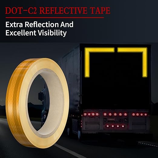 Reflective Tape, 1 Inch x 30 Feet - High Intensity - Yellow Reflective Safety Tape Waterproof Conspicuity for Trailer Reflector Trucks Bikes Baby Strollers Helmets