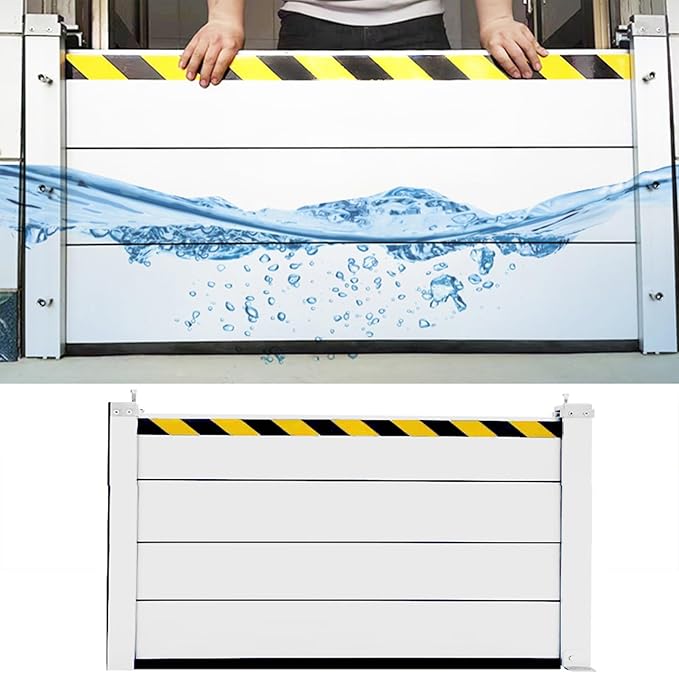 Basement/Garage Door/Home/Doorway Flood Protection Barriers, 2/3/4/5/6/7/8/9/15/18/20/23ft Reusable Detachable Aluminum Flood Panel Shield, Tall Water Prevention System(H 2.6ft(80cm),2.5ft(76.