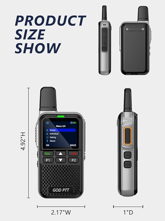 Global Rapid Walkie Talkies【Lifetime Free】, Unlimited Range 4G LTE PoC (Push-to-Talk Over Cellular) Radios, Nationwide PTT Two Way Radios, Long Distance for Family, Logistics, Company with SIM Card