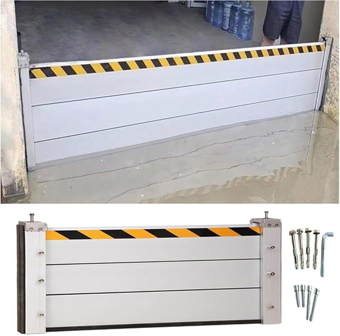 Flood Protection Barrier Door, 3/4/5/6/7/8/9/10/11/12/13ft Long Aluminum Road Flood Barrier Water Deflector, Suitable for Underpass, Factory, Garage Entrance, Removable Temporary Dams(H 2ft(60