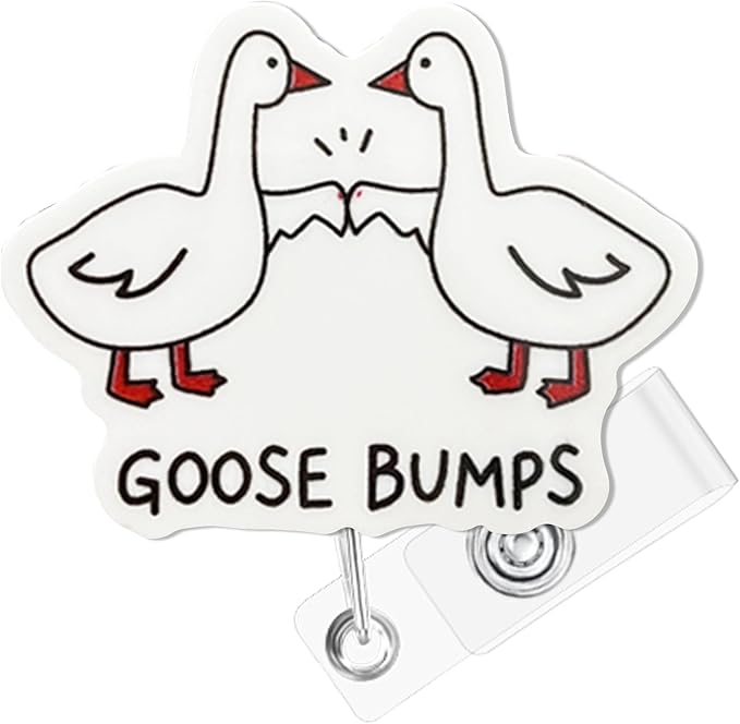 Goose Bumps Badge Reel with Alligator Clip Funny ID Badge Holders Cute RN LPN CNA MA PCT Badge Buddy Nursing Medical Students Nurse Accessories for Work