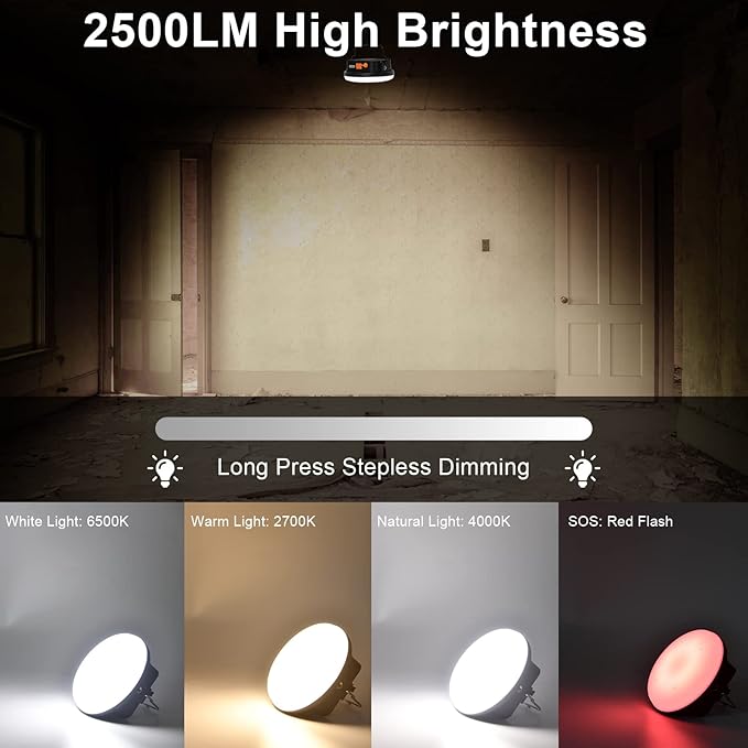 10000mAh 30W Rechargeable Camping Light with Remote 3000LM 2700/4000/6500K/RED LED Camping Lantern Portable IP45 Waterproof Tent Lights Power Failur for Parents Christmas Gift