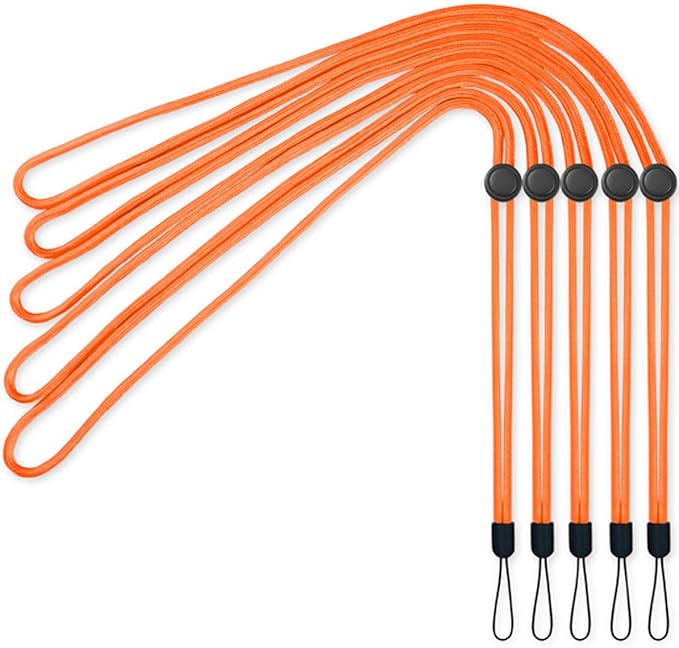 YOUOWO 5 Pack Orange Adjustable Lanyards Neck Strap Lanyard For Keys Pen Phone id Badges Holder Office Name Badges ID Card USB Sticks Whistles iPod