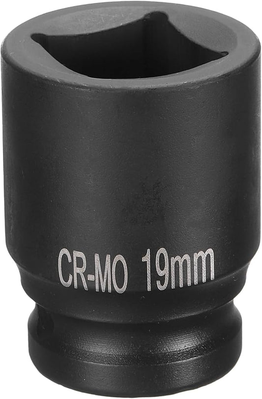 HARFINGTON 4 Point Square Socket 1/2" Drive 19mm Metric Square Impact Socket CR-MO Blackening Standard Wheel Sockets Pneumatic Socket Tool for Auto Repair Mechanical Maintenance Home Use