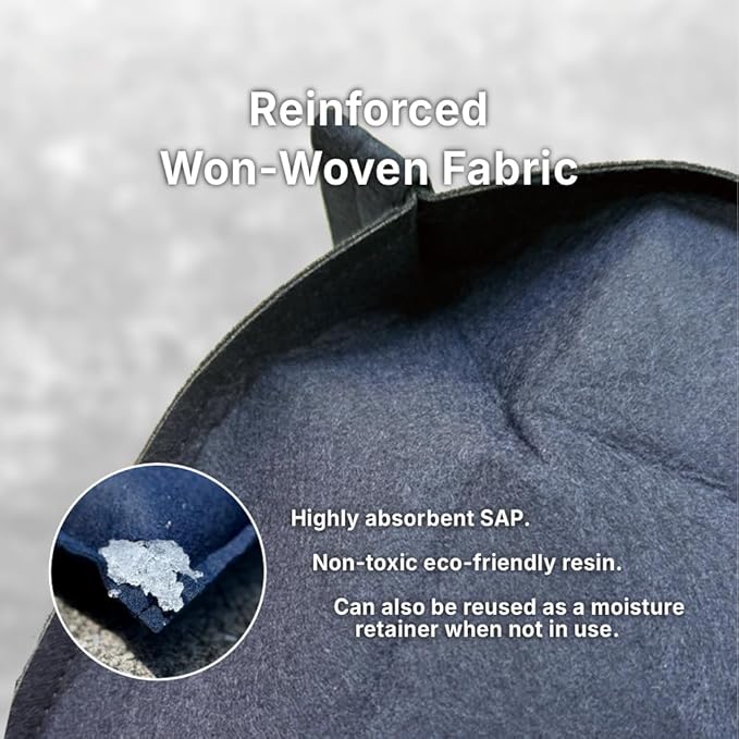 WEIBAO Standard Tech Sandbag with Handles - 5 Pack (24" x 16"), Dark Blue | WB-600LH-A | Water-Activated Flood Barriers, Sandless Sandbags, Absorbent Water Blocker