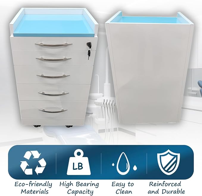 INTSUPERMAI 4 Drawer Mobile Storage Cabinet Stainless Steel Movable Utility Cart Dental Assistant's Mobile Cabinet File Storage Dresser with Wheels Self Priming Orbit