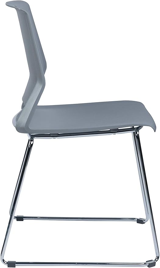 Sidanli Gray Stackable Chairs, Modern Waiting Room Chairs (Set of 4)