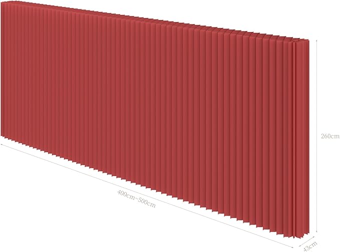 Foldable Room Divider Privacy Screens Movable Temporary Wall Space Partition, 5.25~9.19 FT Tall, 6.56~16.4 FT Width, Choice of Various Sizes and Styles(Red)