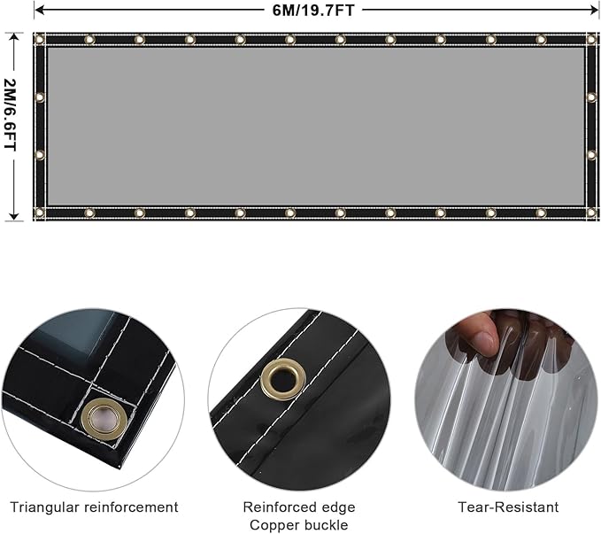 Clear Tarps Heavy Duty UV Protection, Translucent Sun Shade PVC Vinyl Tarpaulin with Grommets, Ropes, Reinforced Edge, Waterproof, Tear-Resistant for Greenhouse, Patio, Garden, Porch, Pavilion
