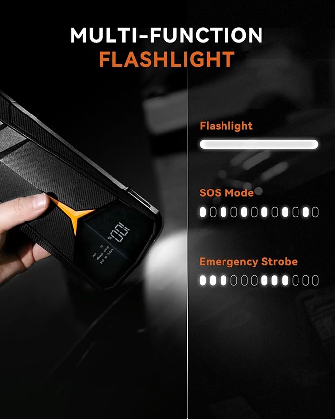 SUNPOW Lithium Jump Starter Battery Pack 2000A Peak 20000mAh (Up to All Gas and 8.5L Diesel),12V Battery Booster for Cars, Trucks, SUV, Portable Power Pack with LCD Screen and LED Light