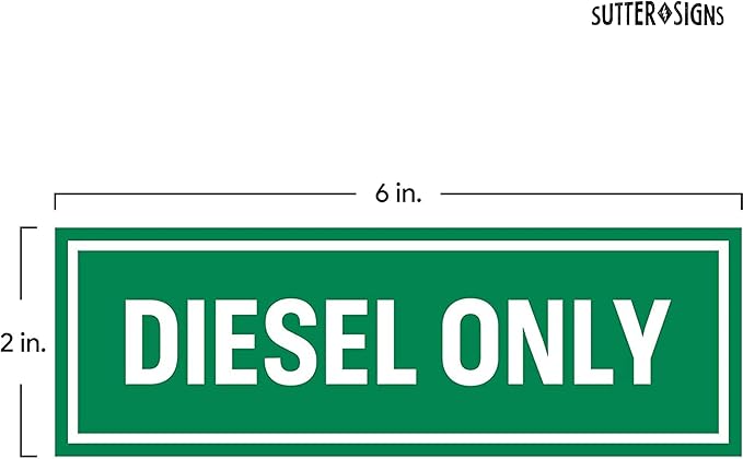 Sutter Signs 3pc Diesel Only Stickers for Fuel Tank | Weatherproof Adhesive Decals for Trucks, Tractors, Fuel Cans, Gas Caps