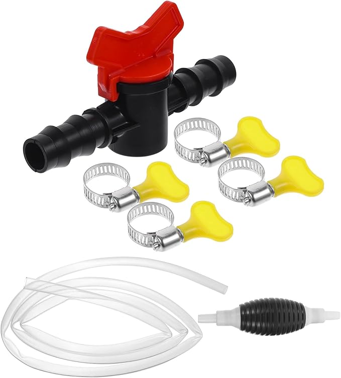 Manual Fuel Transfer Siphon Pump with Transparent PVC Hose and Clips High Flow Hand Pump for Gasoline Oil Water Transfer Portable Car Accessories for Emergency Liquid Siphoning