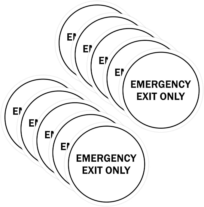 Signs ByLITA Circle Emergency Exit Only Sign (White) - Large 10 Pack