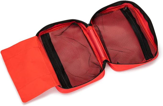 Red First Aid Bag Empty Travel Rescue Pouch First Responder Storage Medicine Emergency Bag for Car Home Office Kitchen Sport Outdoors (Red with Zippered Mesh Bags)